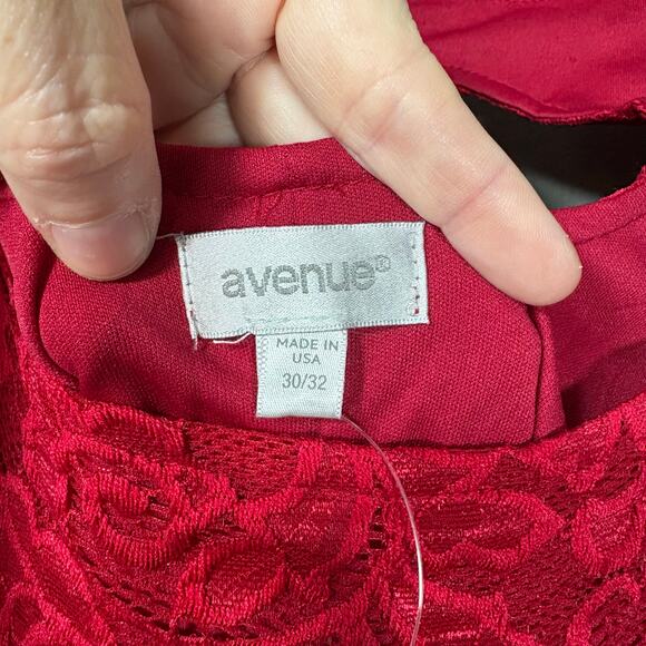 Avenue NWT Red Lace Midi Shift Special Occasion Dress - 30/32 - Womens Plus Size - Picture 7 of 10